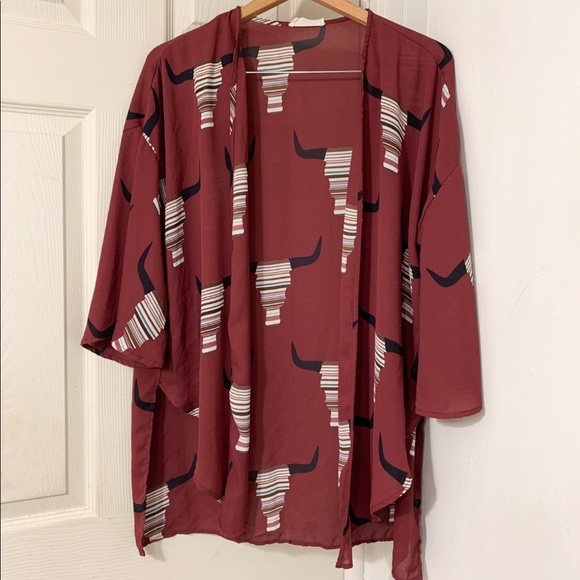 Peach Love California Sweaters - 3/$20 Western Skull Sheer Kimono